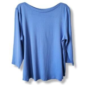 Chicos Blue Boatneck Tee Shirt Top XL 3 Classic Casual Relaxed Elevated Basic